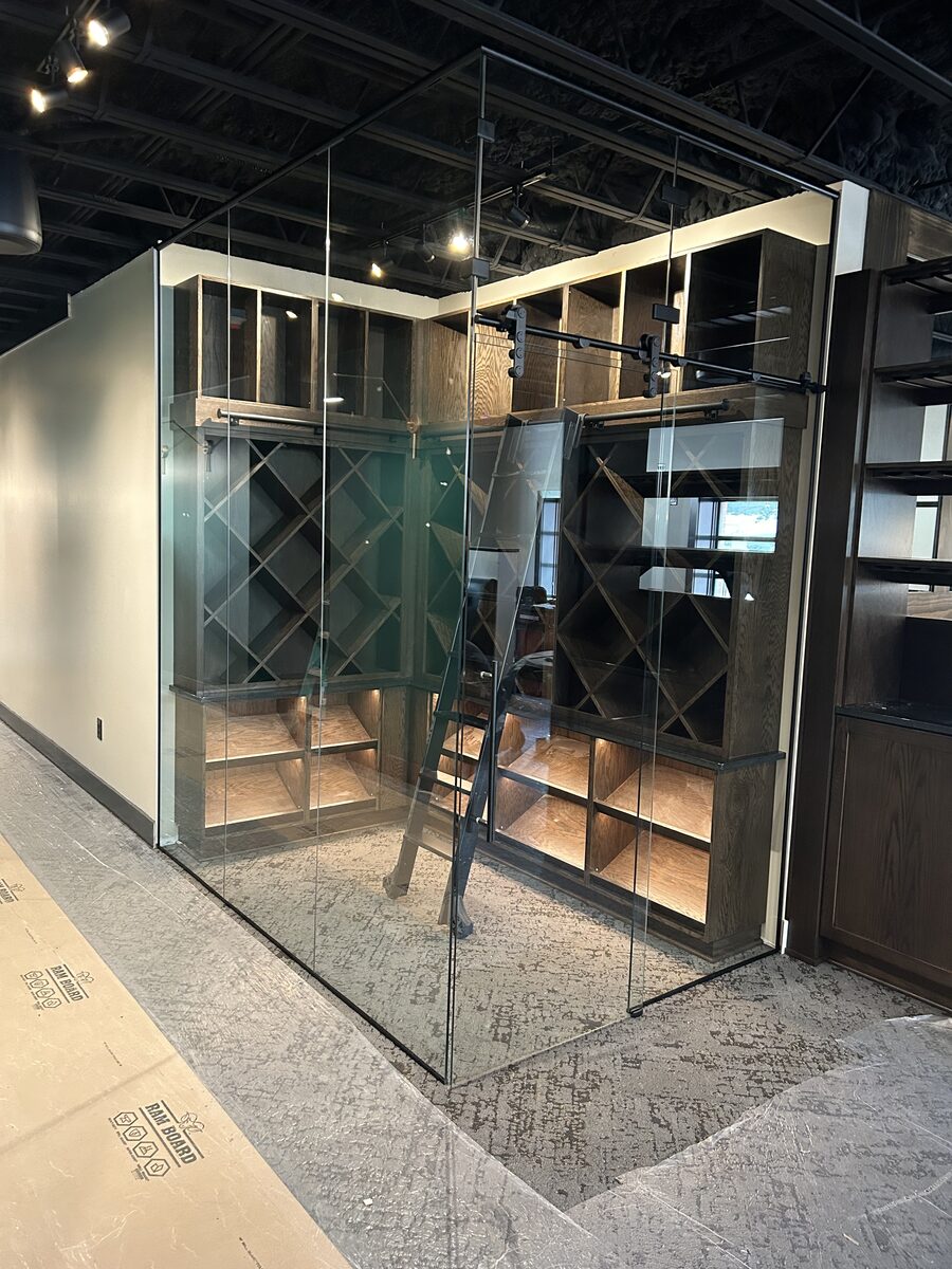 Glass wine room walls