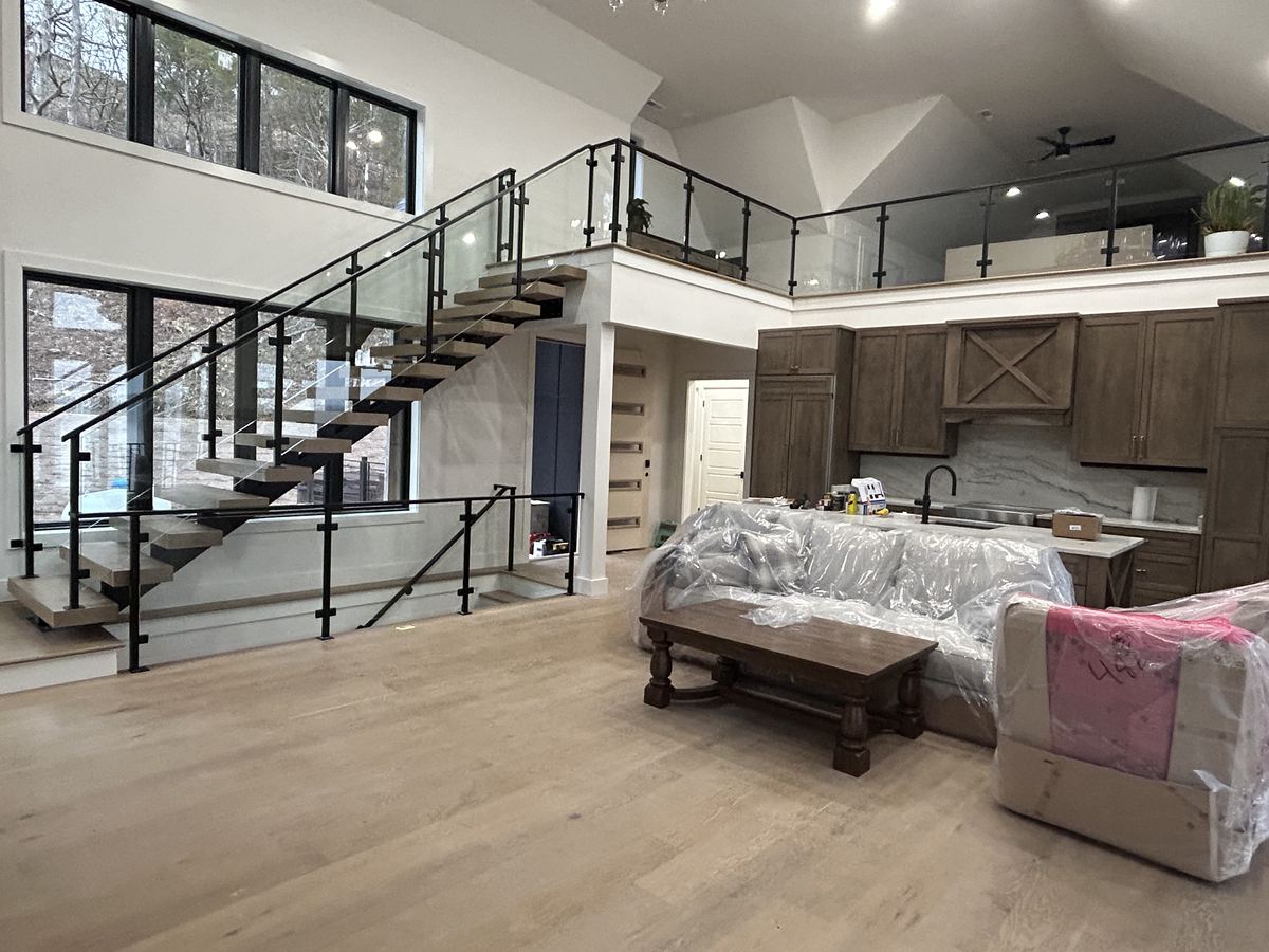 Frameless glass railing installed by Clinton Glass