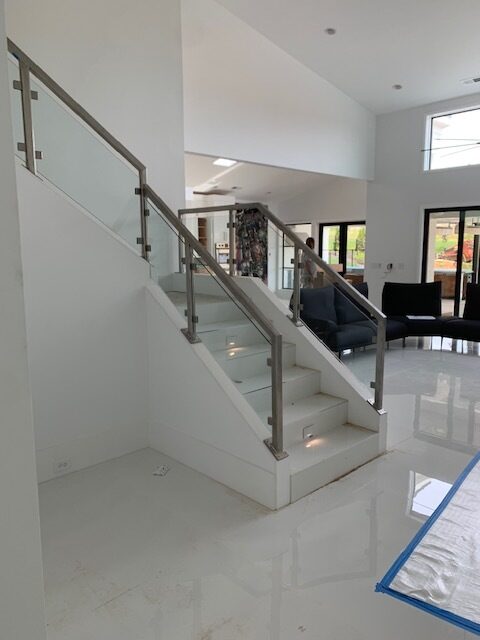 Frameless glass railing installed by Clinton Glass