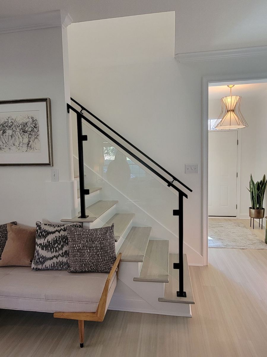 Frameless glass railing installed by Clinton Glass