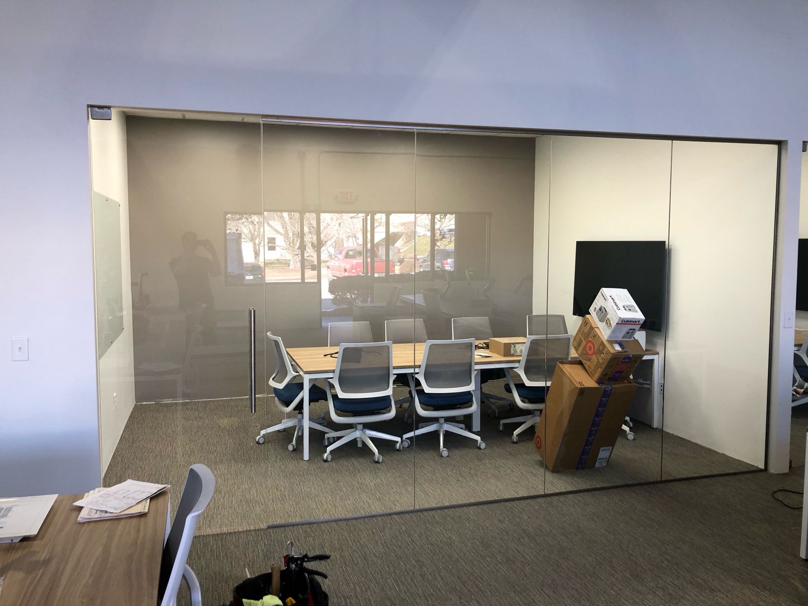 Glass conference room partitions