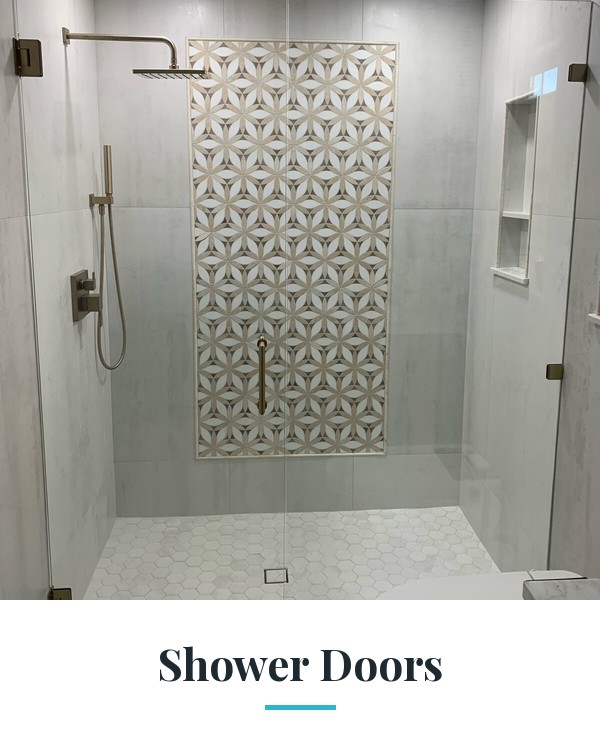 Frameless shower door by Clinton Glass